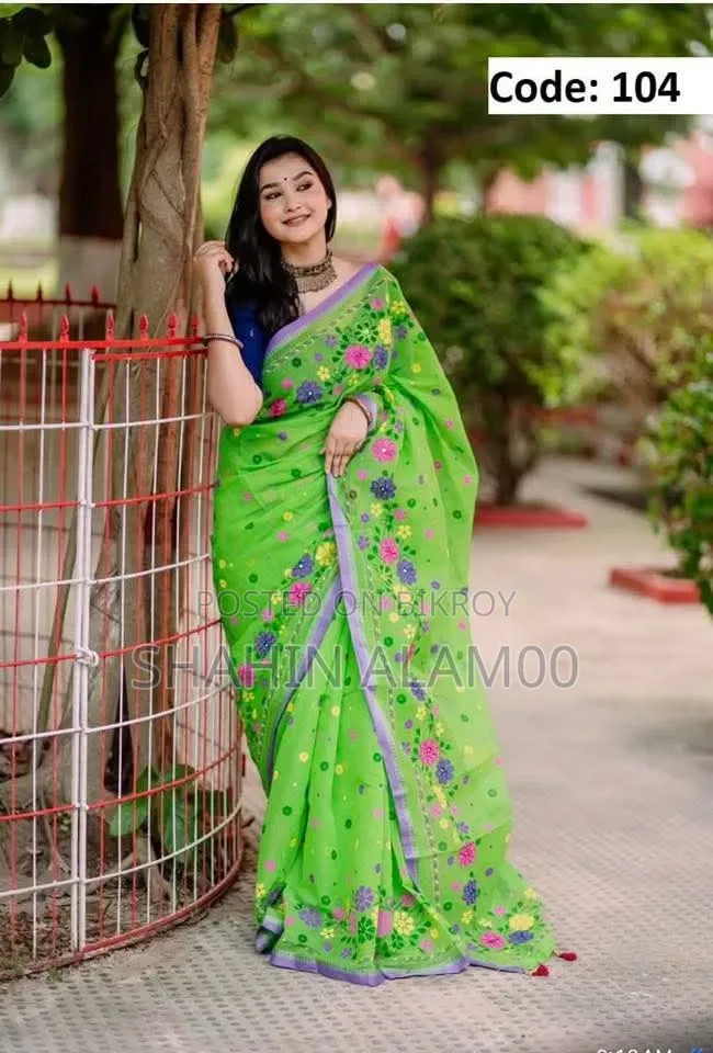 সেমি মসলিন শাড়ি ব্লাউজ পিস সহ