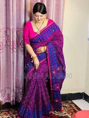 সেমি মসলিন শাড়ি ব্লাউজ পিস সহ