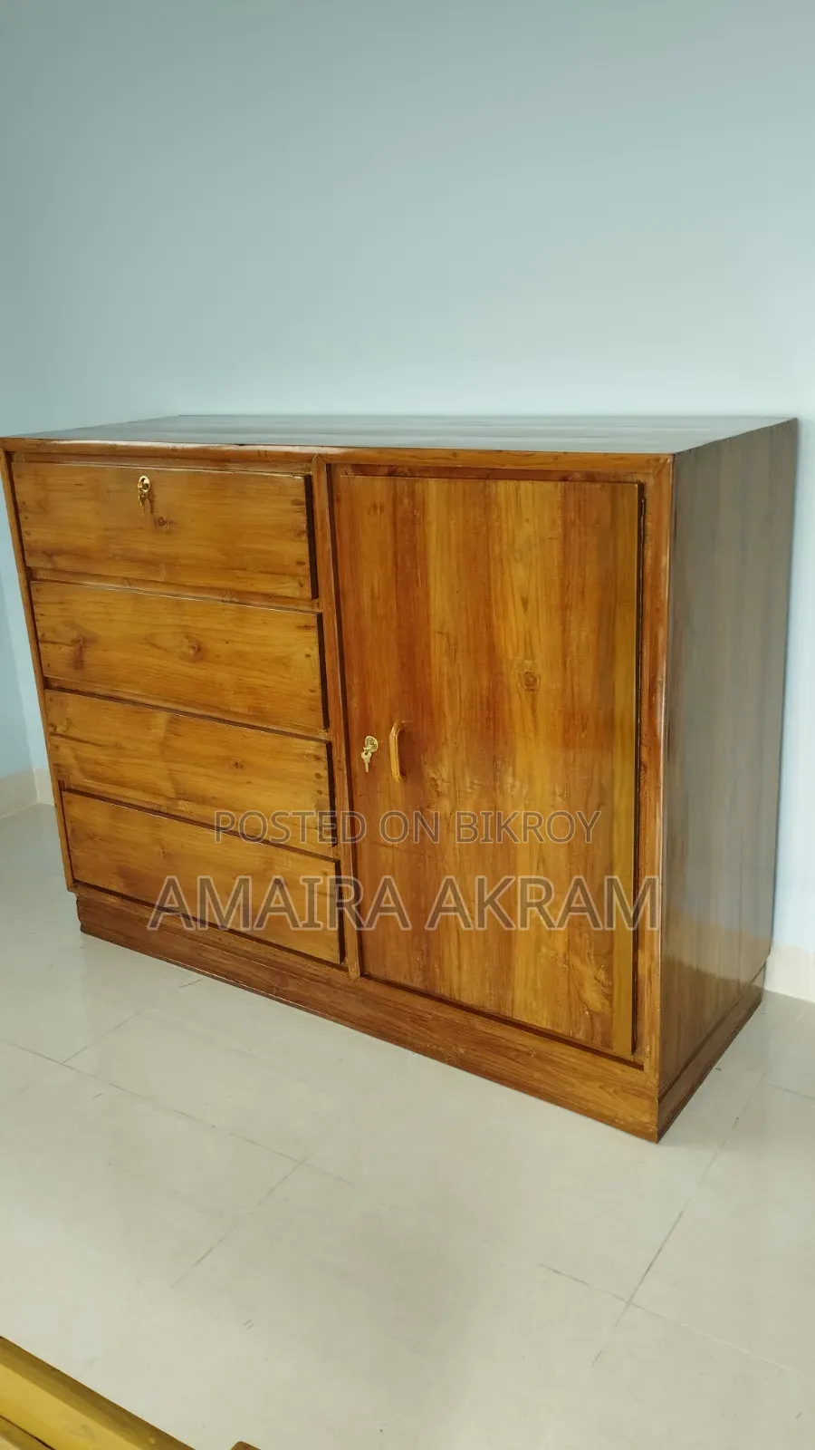 Original teak wood wardrobe. Newly varnished.