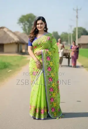 Semi Moslin Sharee With Blouse Piece