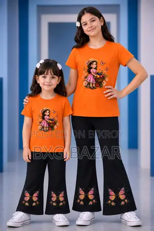 2-12 Years Kids Premium Cotton T-Shirt and Pants Set (Kids Set)