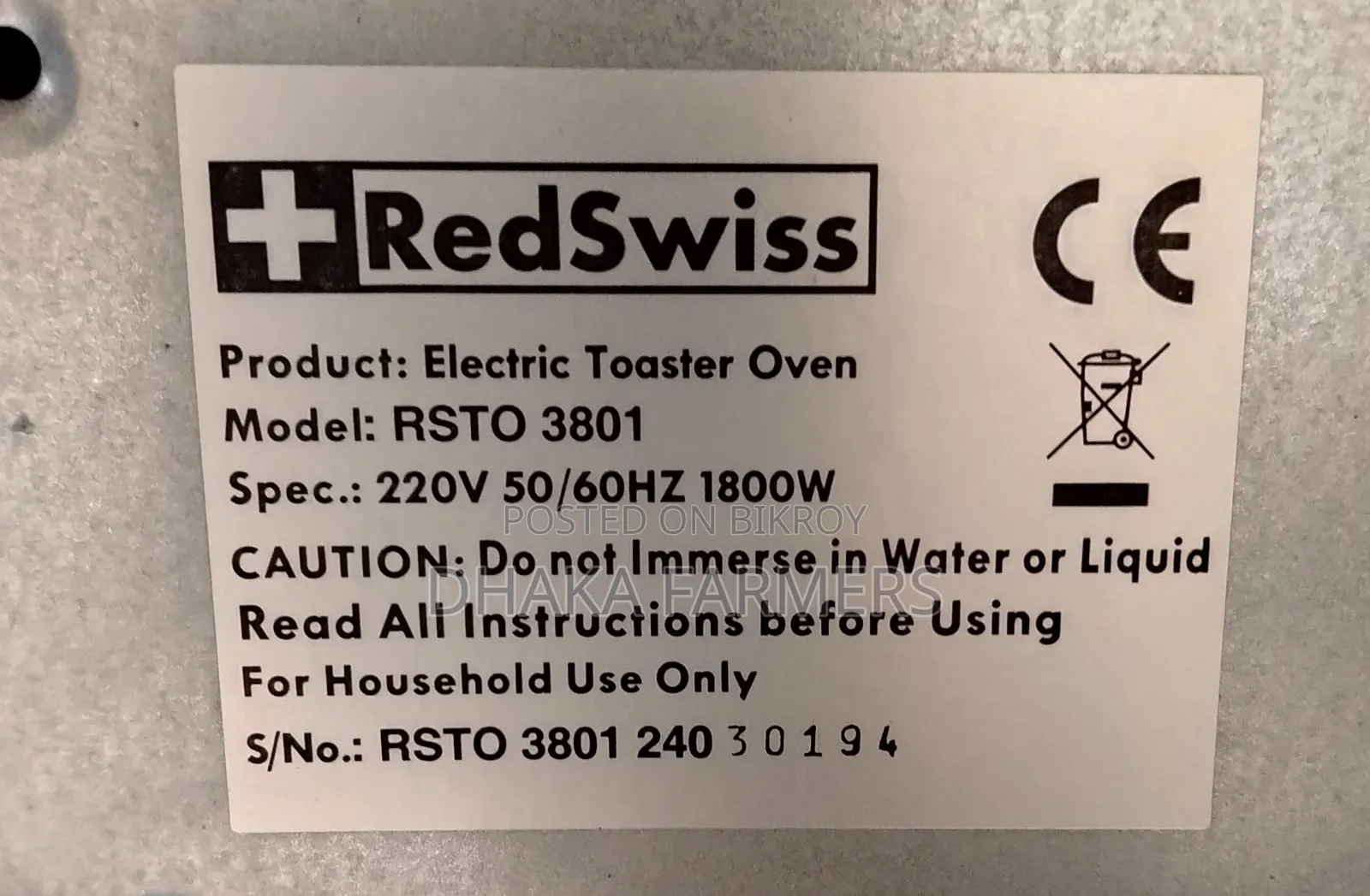 Red Swiss Electric Oven 38 Liters