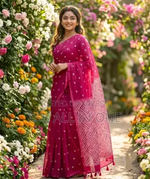 হাফ সিল্ক স্ক্রিন প্রিন্ট শাড়ি