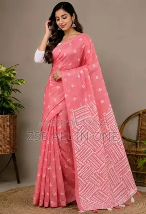 Half Silk Screen Print Saree
