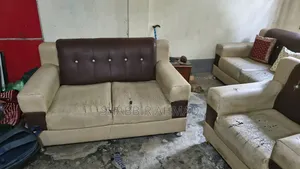 Leather Rexine Sofa and 3-Door Almirah for Sale