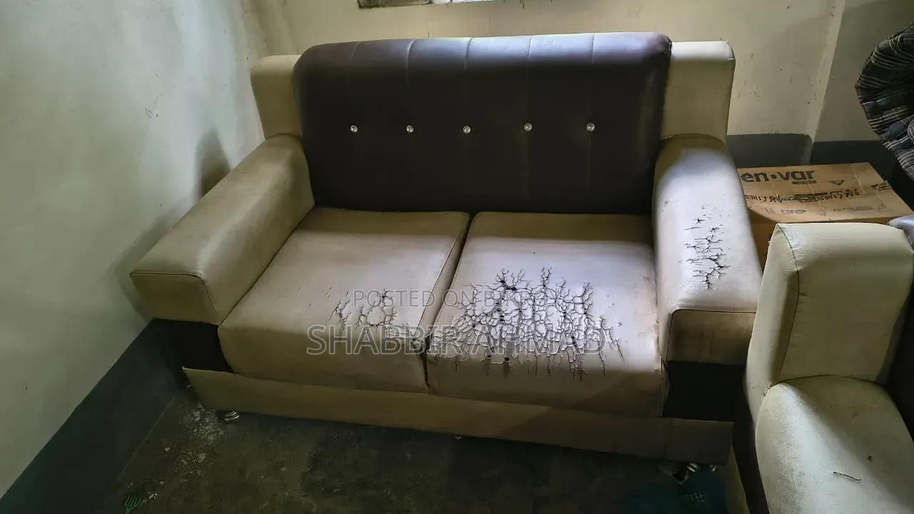 Leather Rexine Sofa and 3-Door Almirah for Sale