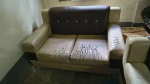 Leather Rexine Sofa and 3-Door Almirah for Sale