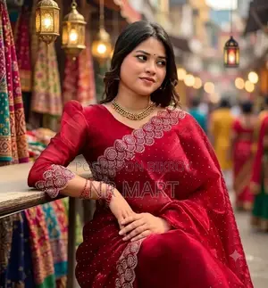 Stone Work Georgette Sari – With Blouse Piece