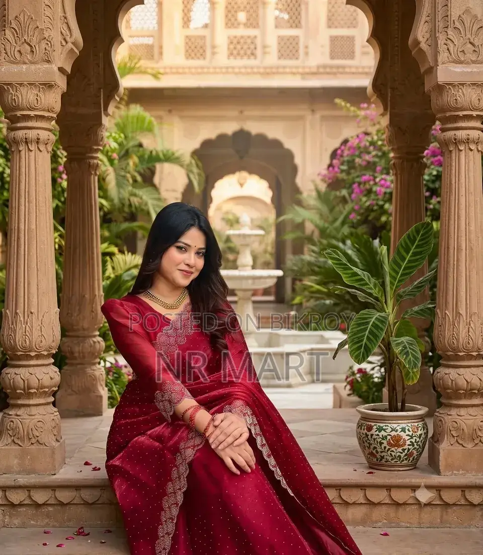 Stone Work Georgette Sari – With Blouse Piece