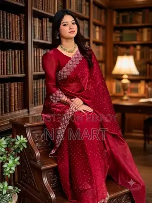 Stone Work Georgette Sari – With Blouse Piece