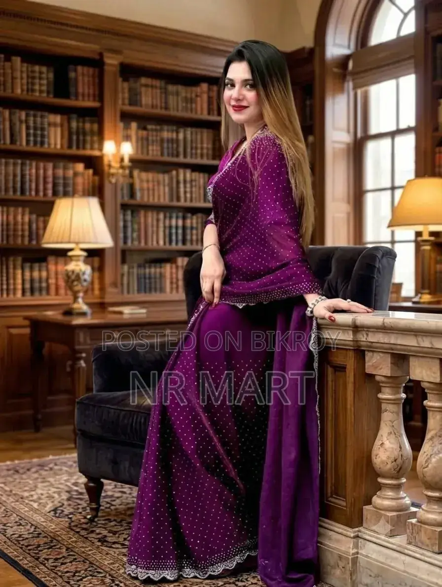 Stone Work Georgette Sari – With Blouse Piece