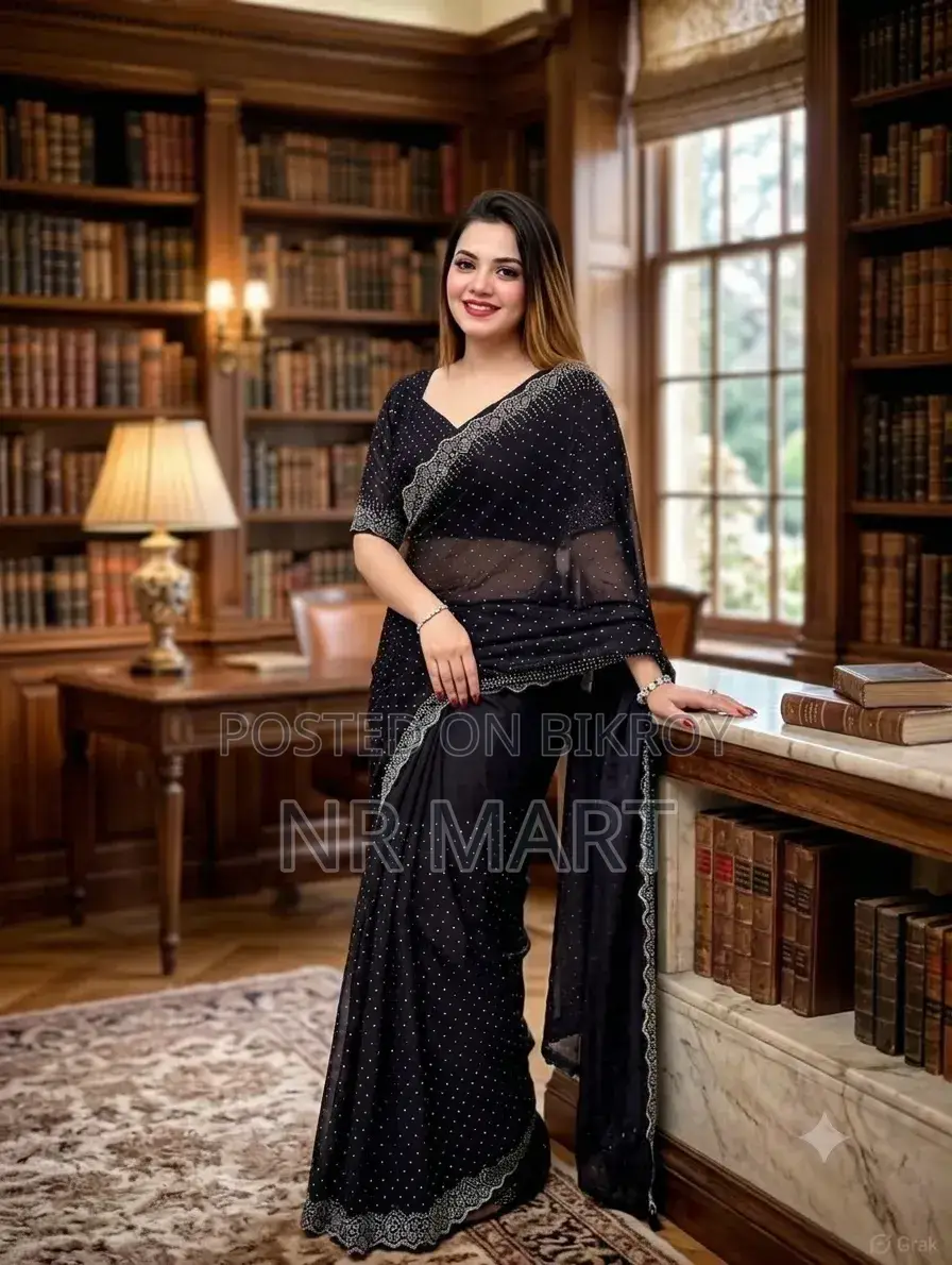 Stone Work Georgette Sari – With Blouse Piece