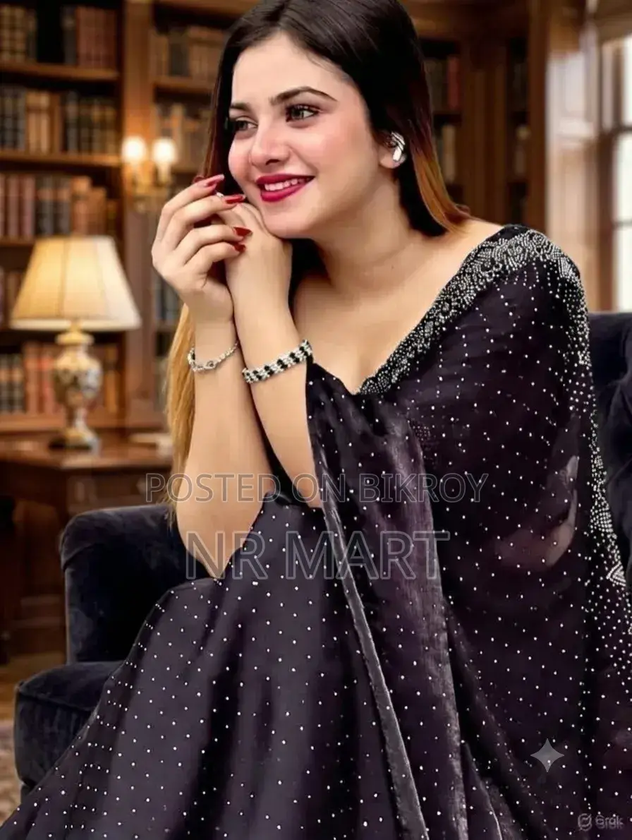 Stone Work Georgette Sari – With Blouse Piece