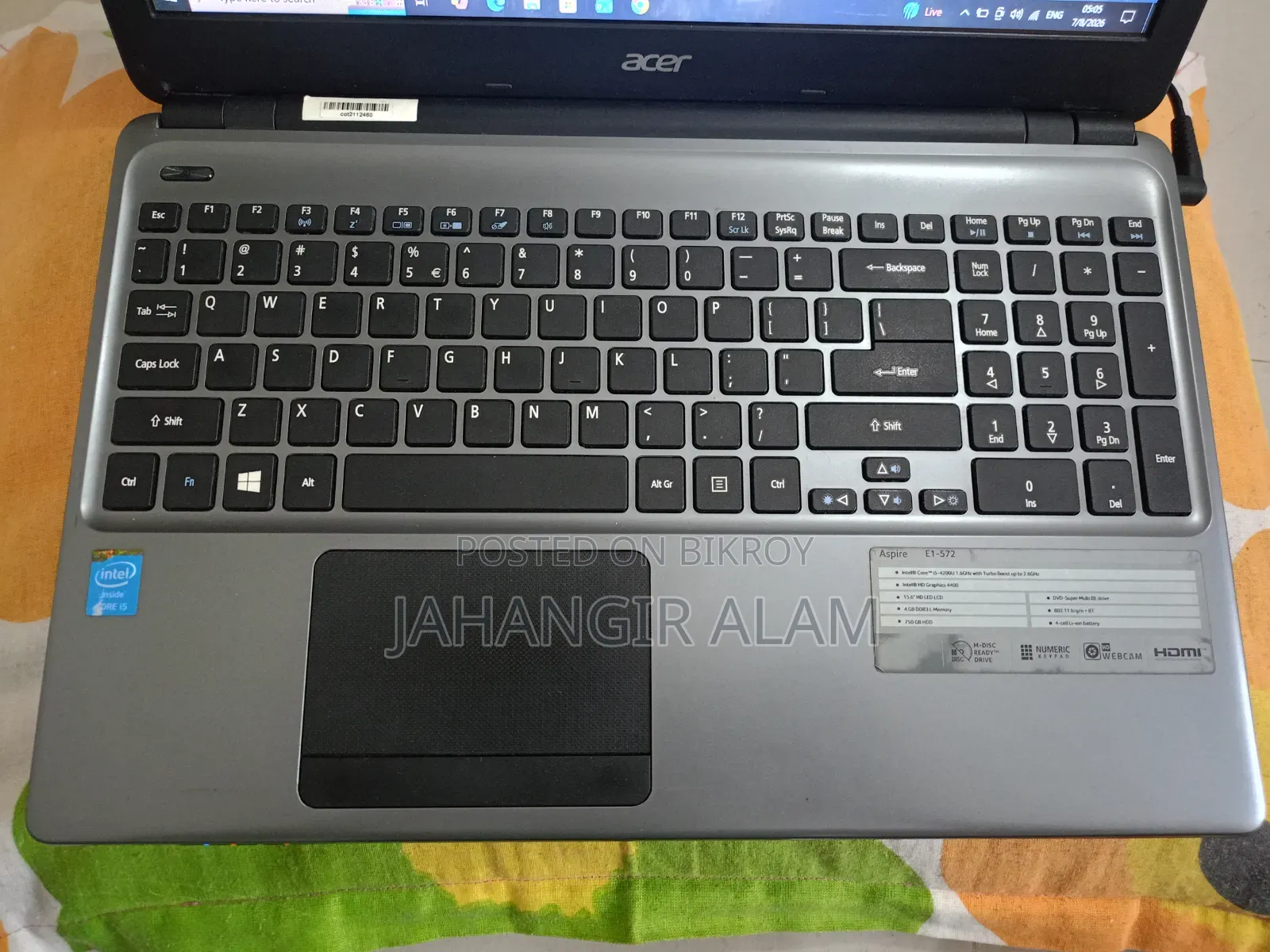 Laptop Acer Aspire E1-472 4GB Intel Core I5 HDD 1T