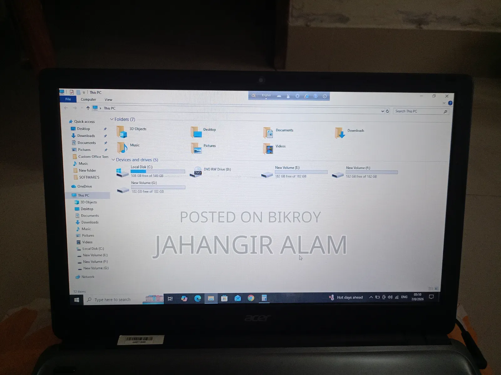 Laptop Acer Aspire E1-472 4GB Intel Core I5 HDD 1T