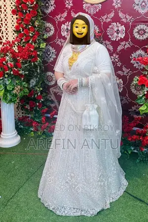 Exclusive Off-White/Silver Heavy Sequined Bridal Lehenga Set