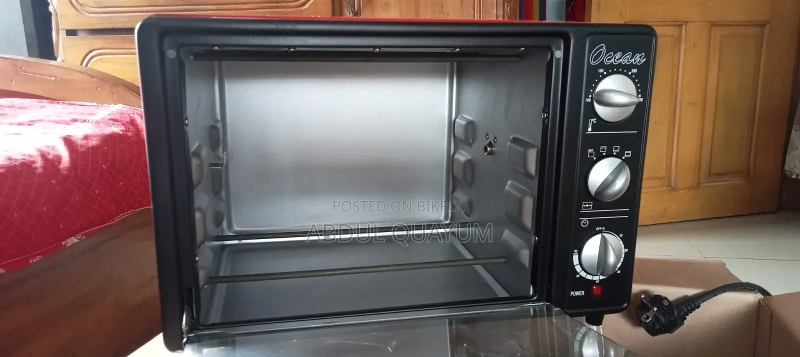 An 18-liter electric oven (With Rotisserie) will be sold.