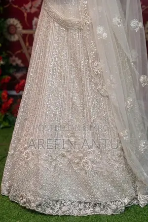 Exclusive Off-White/Silver Heavy Sequined Bridal Lehenga Set