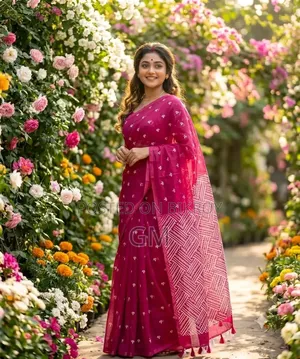 হাফ সিল্ক স্ক্রিন প্রিন্ট শাড়ি