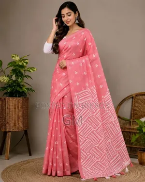 হাফ সিল্ক স্ক্রিন প্রিন্ট শাড়ি