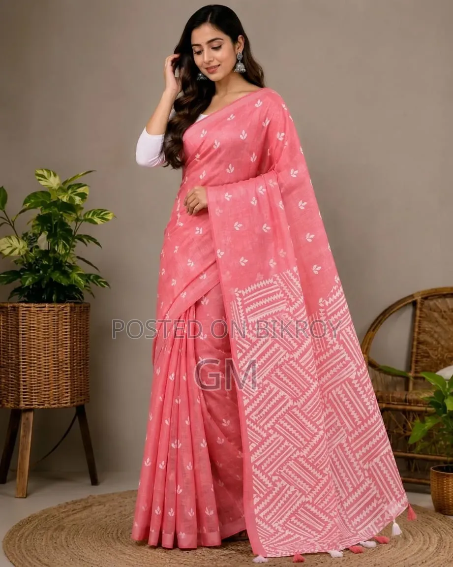 হাফ সিল্ক স্ক্রিন প্রিন্ট শাড়ি