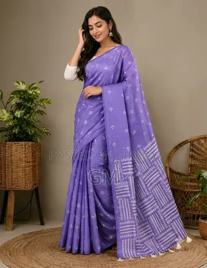 হাফ সিল্ক স্ক্রিন প্রিন্ট শাড়ি