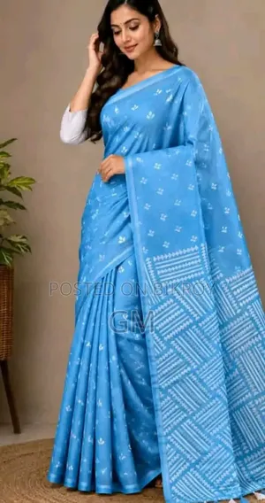 হাফ সিল্ক স্ক্রিন প্রিন্ট শাড়ি