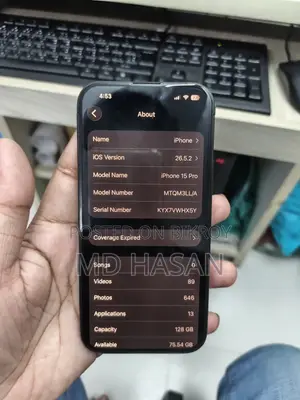 অ্যাপল আইফোন ১৫ প্রো ১২৮ জিবি ব্ল্যাক