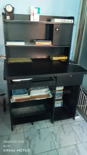 Sleek Black Study Table | Perfect for Computer Reading