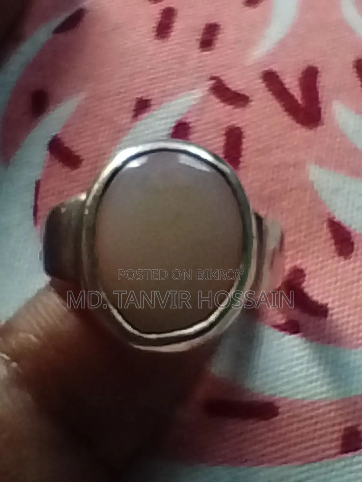 White Opal Stone With Silver Ring