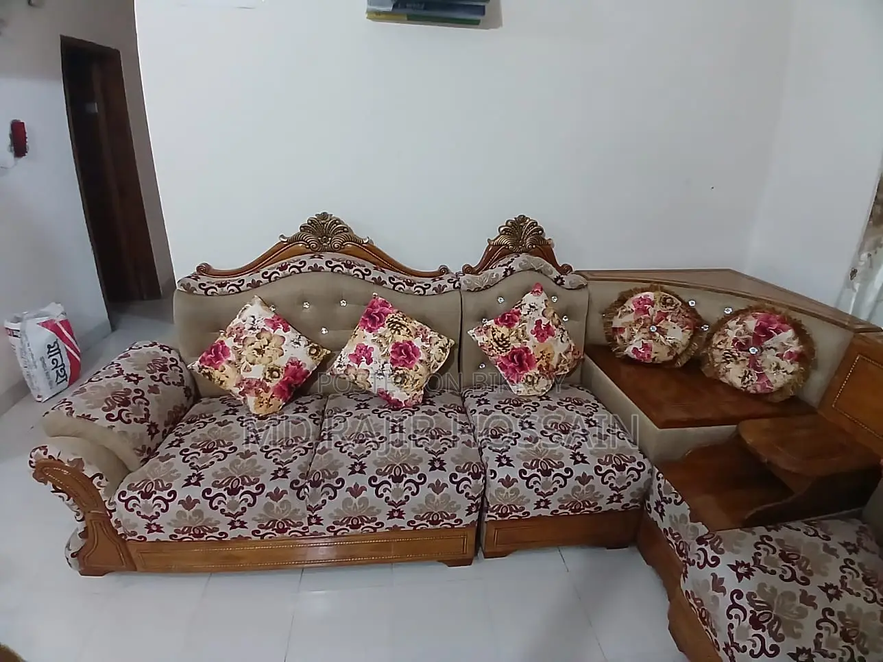 Premium & Luxury Original Teak Wood 5-Seater Corner Sofa