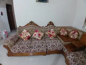 Premium & Luxury Original Teak Wood 5-Seater Corner Sofa