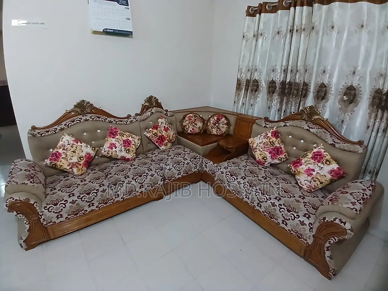 Premium & Luxury Original Teak Wood 5-Seater Corner Sofa