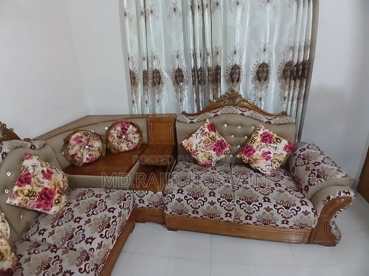 Premium & Luxury Original Teak Wood 5-Seater Corner Sofa