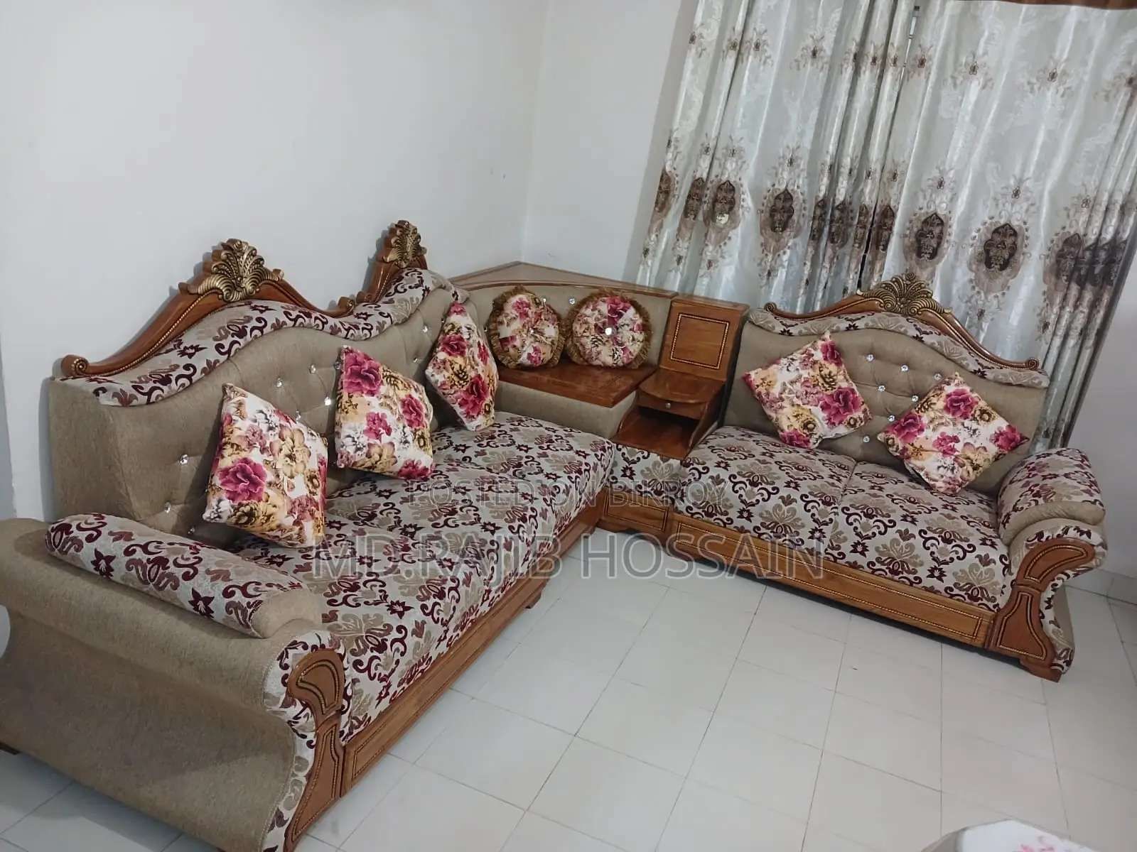 Premium & Luxury Original Teak Wood 5-Seater Corner Sofa