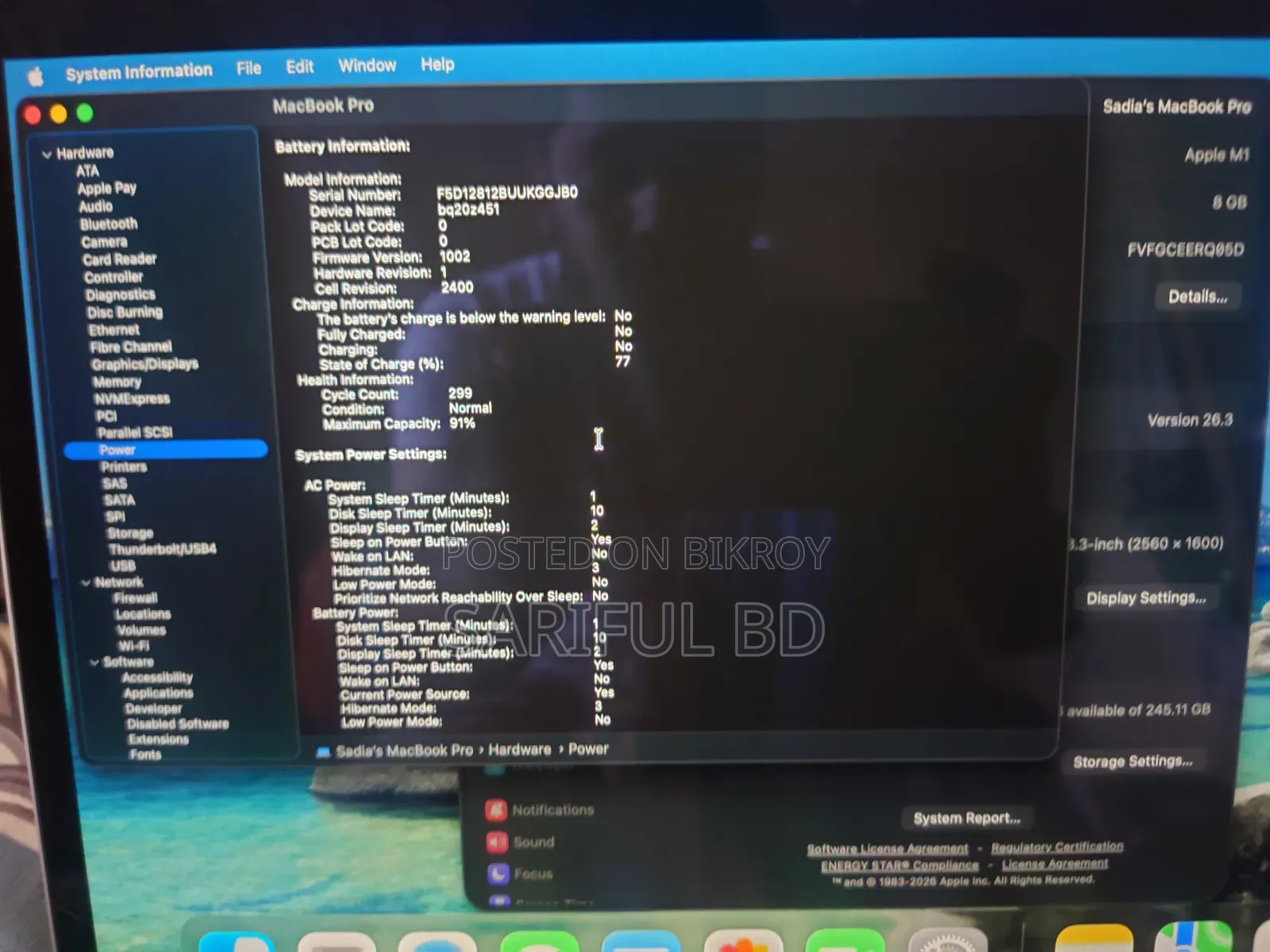 Laptop Apple MacBook Pro 2020 8GB Apple M1 SSD 256GB