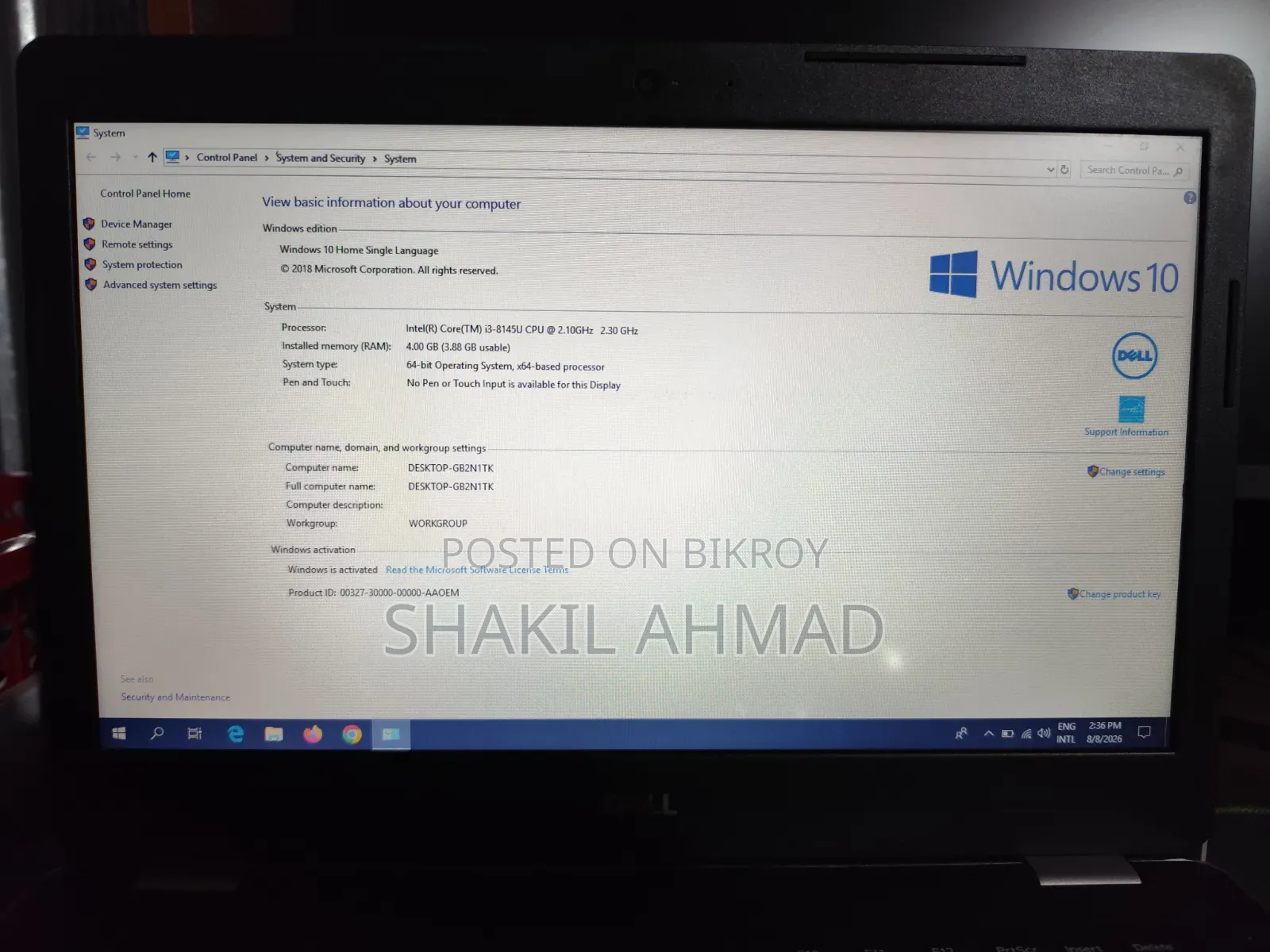 Laptop Dell Inspiron 15 4GB Intel Core I3 SSD 1T