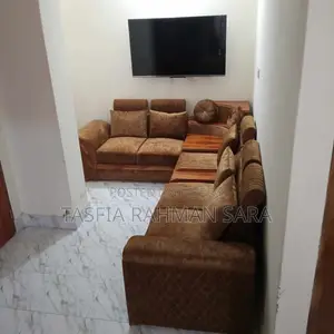 Teak Wood Framed L Shape 6 Seat Sofa