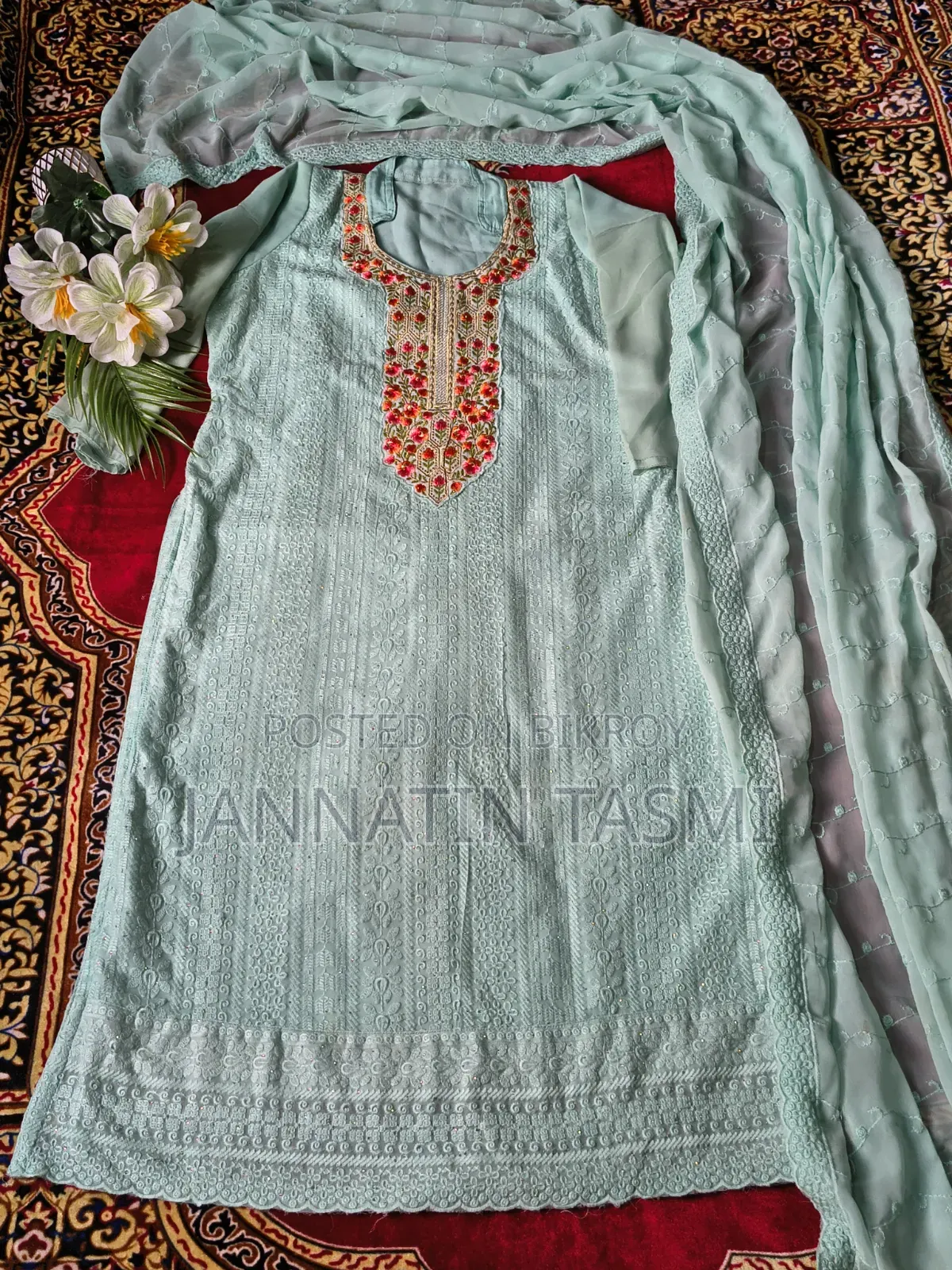 Simple Georgette 2 Pice Back Side Plain and Inner Attach Body Size 40