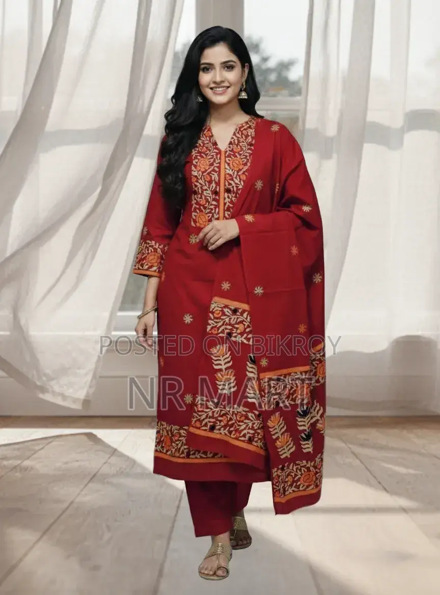 VIP Cotton Voile Block Print Three Piece – Elegant Collection