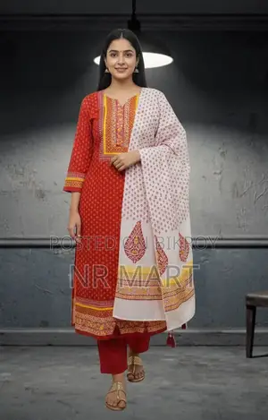 ভিআইপি সুতি বয়েল ব্লক প্রিন্ট থ্রি পিস – স্টাইলিশ কালেকশন