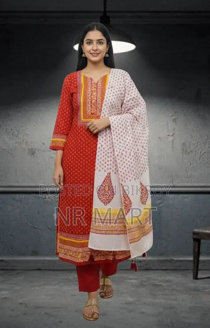 ভিআইপি সুতি বয়েল ব্লক প্রিন্ট থ্রি পিস – স্টাইলিশ কালেকশন