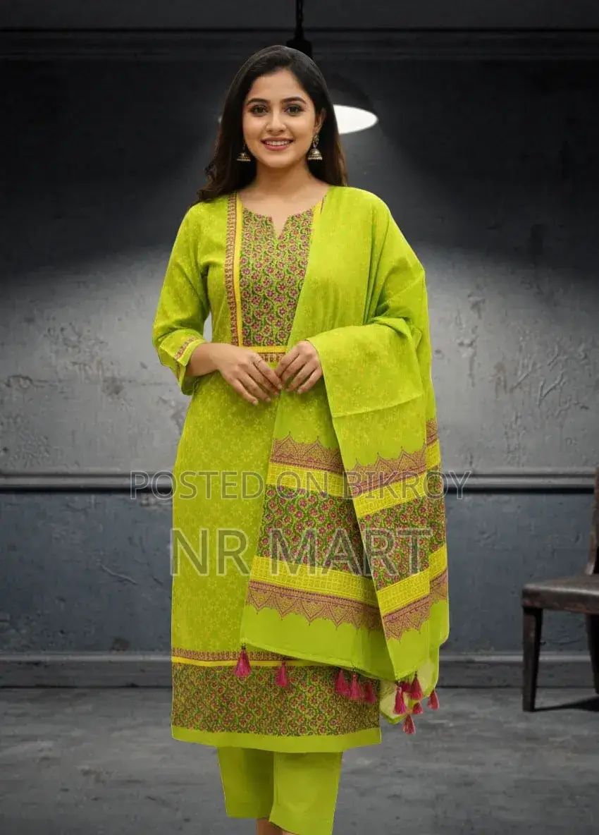 ভিআইপি সুতি বয়েল ব্লক প্রিন্ট থ্রি পিস – স্টাইলিশ কালেকশন