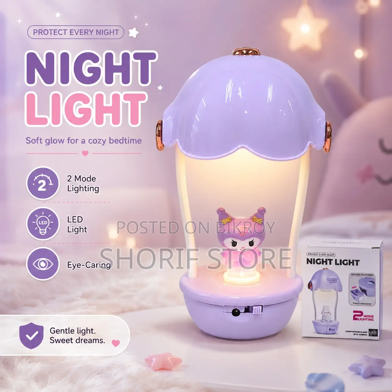 2 in 1 Cartoon Scooter Mini Desk Lamp With Sharpener