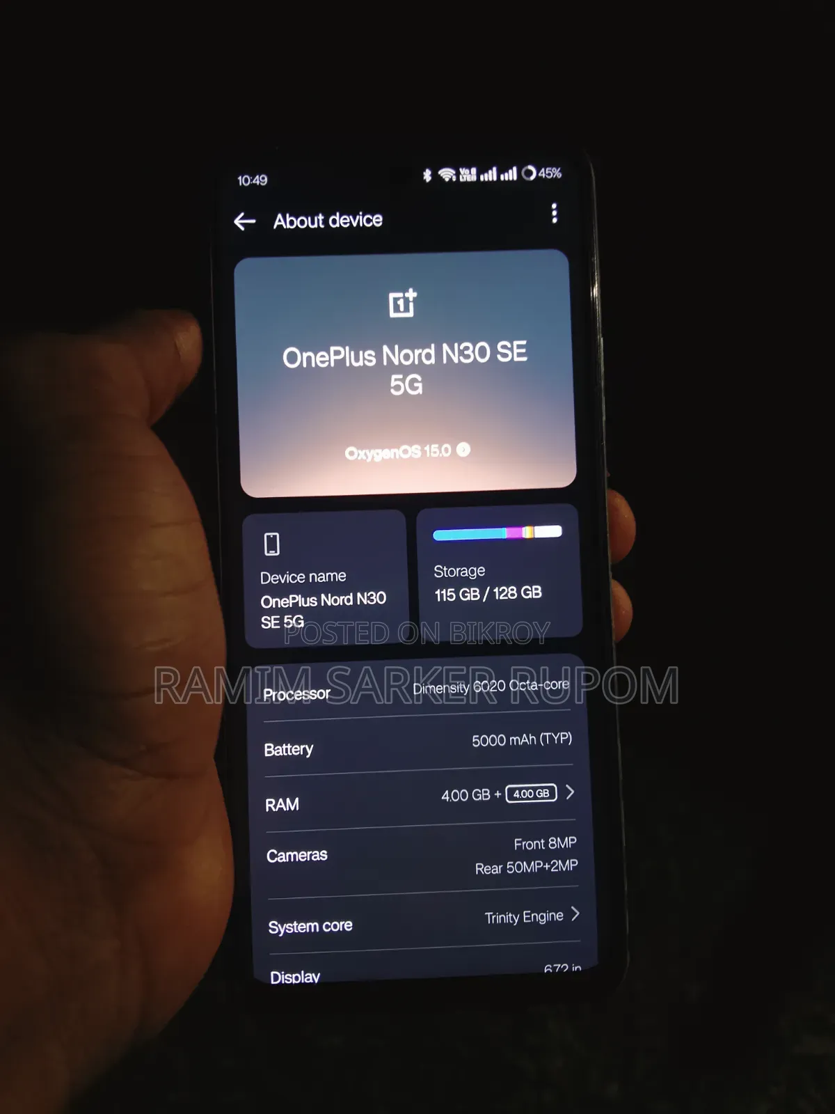 ওয়ানপ্লাস নর্ড এন৩০ এসই ১২৮ জিবি ব্লু