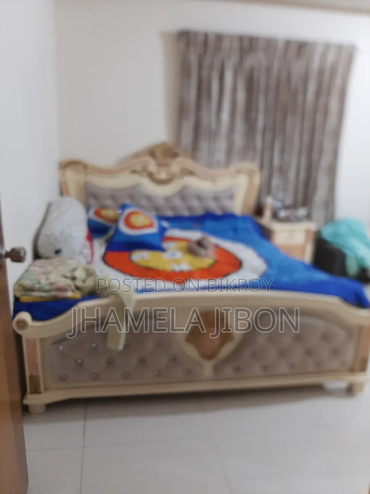খাট, সাইড টেবিল, থ্রি পার্ট আলমারি, ড্রেসিং টেবিল