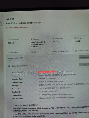 Desktop Computer Gigabyte 8GB Intel Core I7 HDD+SSD 1T
