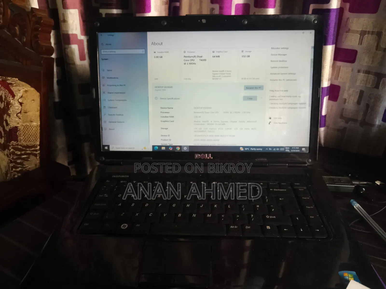 Laptop Dell Inspiron 15 3GB Intel Core I5 SSD 350GB
