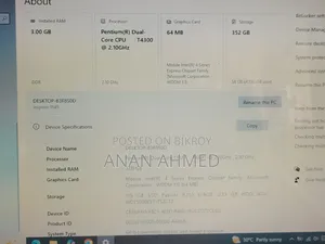 Laptop Dell Inspiron 15 3GB Intel Core I5 SSD 350GB