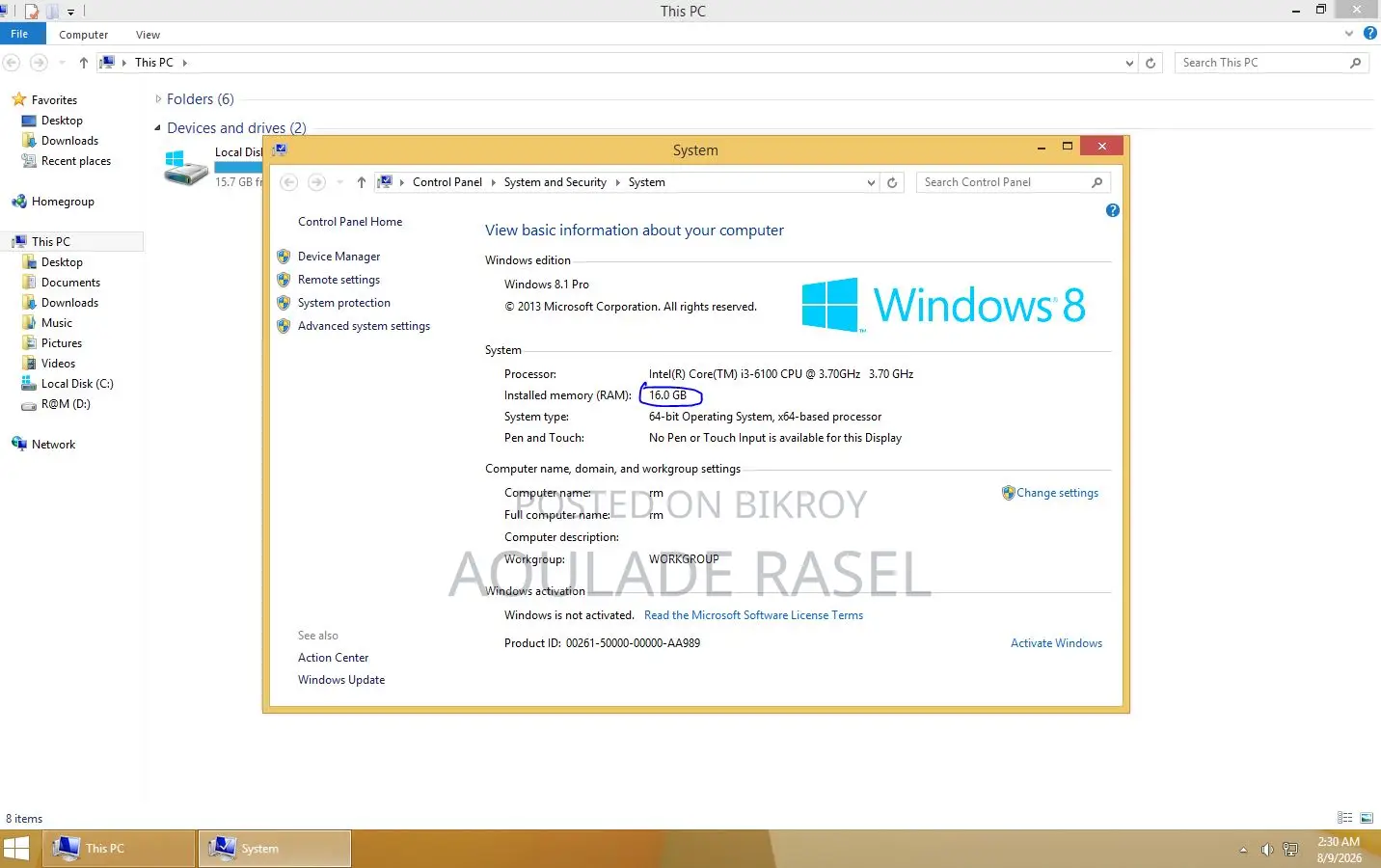Desktop Computer 16GB Intel Core I3 SSD 128GB